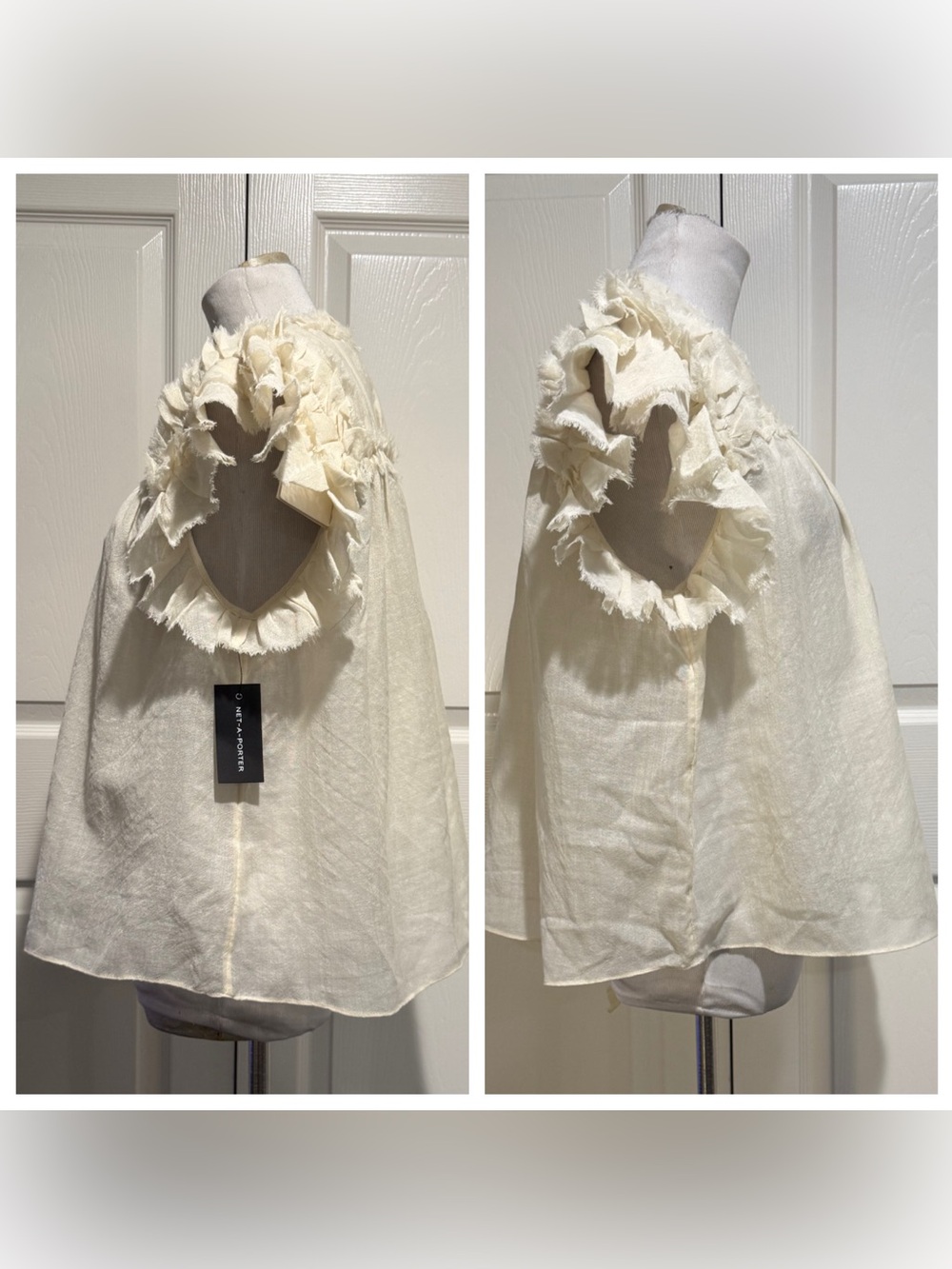 NWT! Ulla Johnson Esme frayed ruffled wool-gauze blouse - Picture 5 of 9